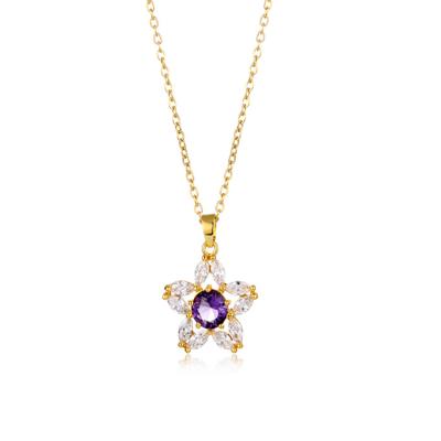 China FASHIONABLE Exquisite Luxury Marquis Zircon Pendant Necklace For Women, 18k Gold Plated Flower Necklace for sale