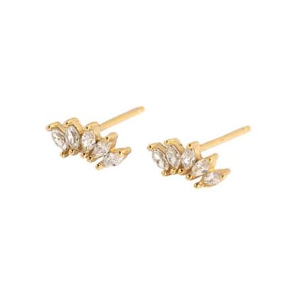 China FASHIONABLE Shiny Gold Cubic Zirconia Earrings Stainless Steel Gold Stud Earrings for sale