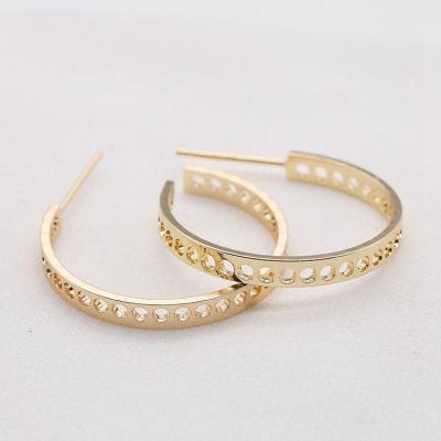 China High Shiny Polished Gold Plated 925 Sterling Silver Luxury Metal Post Stud Earrings Tasty CC Earrings for sale