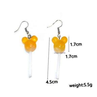 China High Shiny Polished Acrylic Cute Mickey Mouse Earrings Women Girls Fashion Lollipop Carrot Acetate Earrings for sale