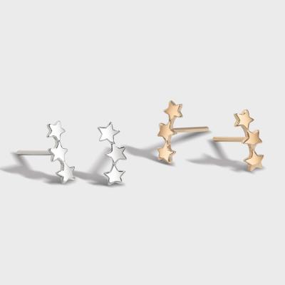 China High Shiny Polished Classy Single Earrings Studs Sterling Silver Sterling Silver Star Stud Earrings for sale