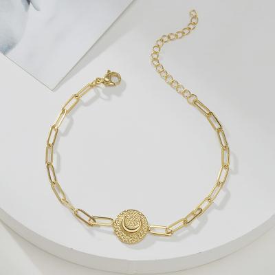 China CLASSIC 14K Gold Plated Stainless Steel Summer Moon Anklets For Women Jewelry for sale