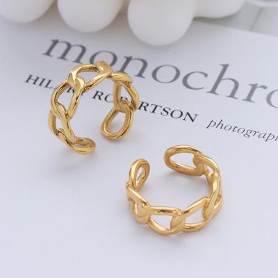 China 2022 CLASSICS new fashion stainless steel chain link ring, women's adjustable gold ring for sale