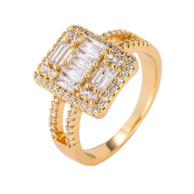 China Factory Price Stock Big Stone Romantic Christmas Fashionable Gold Plated Rings , CZ Ring Women for sale