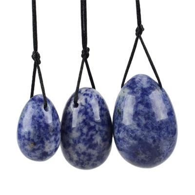 China Portable Natural Blue Sodalite Crystal Health Enhancement Yoni Eggs for kegel exercise for sale