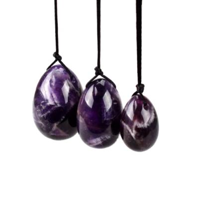 China China Crystal Healing Stone Purple Amethyst for Vaginal Exercise Drilled Jade Yoni Eggs for sale