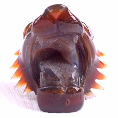 China Wholesale Natural China Crystal Animal Skull Agate Hand Cut Tiger Head Gemstone for sale