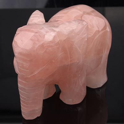 China 2021 China Latest Rose Quartz Crystal Animal Carvings Crystal Elephant Elephant Natural Meditation Stone for sale