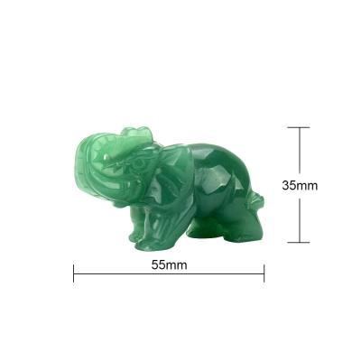 China Europe Crystal Crafts Green Aventurine Crystal Elephant Animal Statue for Gift or Home Decoration for sale