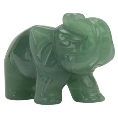 China China Green Aventurine Gemstone Small Crystal Figurines Animals Elephant Crafts for sale