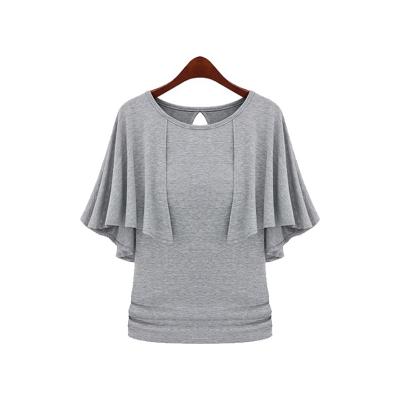 China QUICK DRY summer 2021 European and American large size women's millimeter cap bat sleeve exposure fat thin knit T-shirt women's top trend for sale