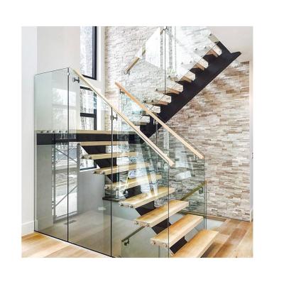 China Modern Indoor LED Railing Light Metal Staircase Round Glass Straight Curved Spiral Staircase for sale