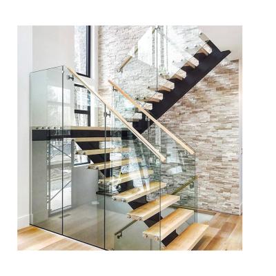 China Modern Commercial Design Indoor Curved Glass Balustrade Curved Straight Staircase Step for sale