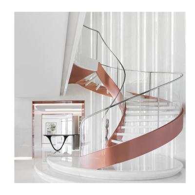 China Guangdong Contemporary Staircase Fencing Stringer Round Glass Circular Straight Cantilever Invisible Staircase for sale