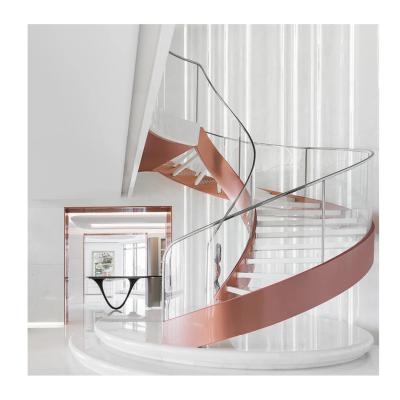 China Contemporary Modern Cantilever Steel Glass Round Glass Circular Floating Staircase for sale