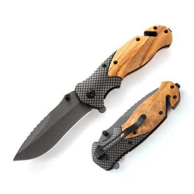 China Non-Variable X50 Titanium Coated Folding Pocket Knife Wood To Handle Other Camping And Increase Products Survival Hunting EDC Knife Boat Ready for sale