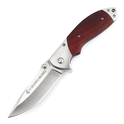 China Non-variable satin polished brownning classic ebony wood handle folding knife stainless steel pocket knife camper hunting bushcraft knife for sale