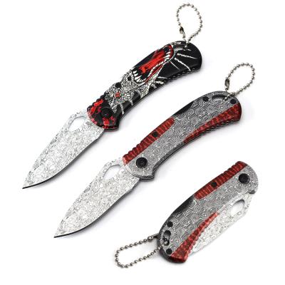 China Dinosaur Easy Blade Folding Knife Laser Damascus Camping Survival Hunting Knife Carry Promotion 3d Hunting Fishing Dragon Knife for sale