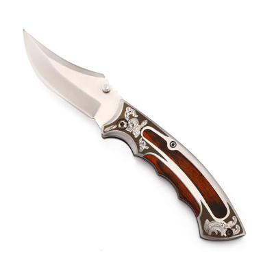 China Color Handle Non-variable Browning Wooden Knife Curved Point Folding Tow Knife Camping Increasing Subtle Knife Survival Hunting Kitchen EDC for sale