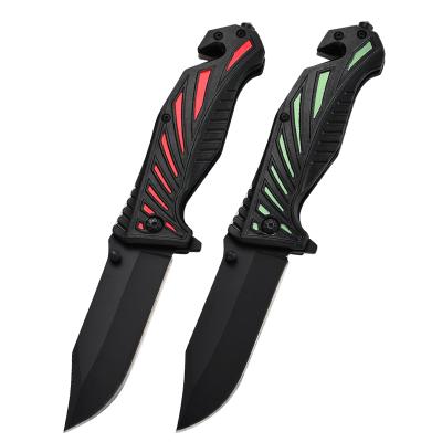 China Stocked accept custom aluminum camping pocket hunting blade logo survival folding outdoor knife for sale