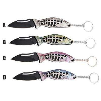 China Easy Carry New 2021 Fish Shape Small Tool Portable Outdoor Self-defense EDC Key Chain Pocket Knife for sale