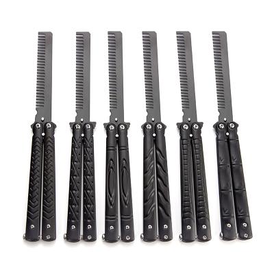 China Custom Blade Non-Variable Titanium Coated Black Folding Blade Pocket Butterfly Comb Swing Knife Balisong Trainer EDC Tactical Knife for sale