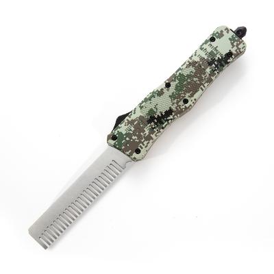 China Camouflage Push Button Knife Comb Pocket Folding Action Double Action Double Blade OTF Military Tactical Handle Non-variable Quick Open Self-Defense Custom for sale