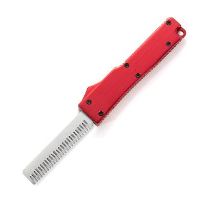 China Small OTF Dual Action Non-Variable Comb Knife Blade Key Chain Knife Custom Self Defense Increasing Rescue Switch Blade Camping Pocket Knife for sale