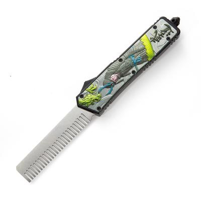 China Bushido Japaness Non-variable Knives Zinc Aluminum Alloy OTF Handle Self-defense Comb Knife Push Button Blade Automatic Hidden Pocket Knife for sale