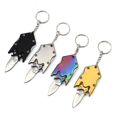 China Easy carry mini key chain knife self-defense stainless steel pocket knife ring increasing rescue small folding knife every day to carry wholesale for sale