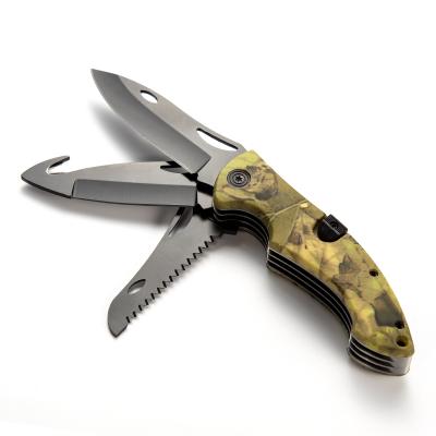 China Non-variable 3 in 1 camouflage 3D printing pocket knife lackback multitool folding knife saw blade belt cutter camper hunting survival survival EDC for sale