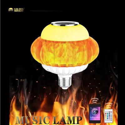 China Smart Remote Control Led Christmas Night Music Tooth Light Bulb Speaker E27 Flame Blue Wireless Lamp RGB Music Led Light Bulb for sale