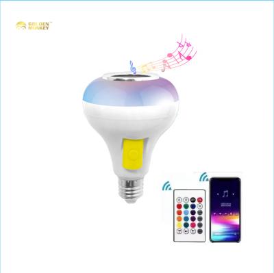 China Hotel 6W E27 B22 Led Music Lamp 24 RGB Remote Control Head Party KTV Colorful Light Blue Tooth Speaker Bulb Led Smart Bulb Light for sale