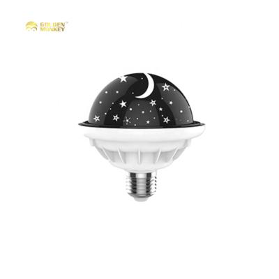 China Morden E27 Light Projector Starry Sky Bulb Bedroom Decoration RGB Starry Rotating Colorful Moon and Star Lamp Led Night Light for sale