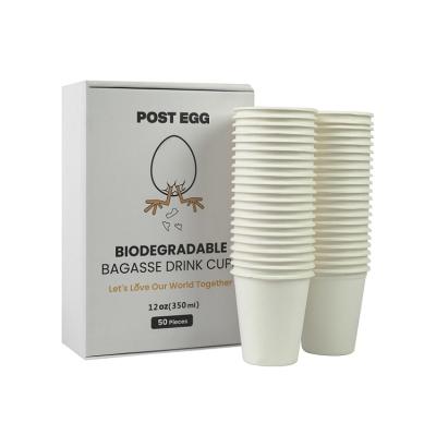 China Customized fancy white logo holder tea disposable sugarcane bagasse pulp paper coffee cup for sale