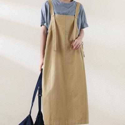 China 2021 Anti-wrinkle Suspender Dress Lady Cotton Straight Women Suspender Skirts for sale