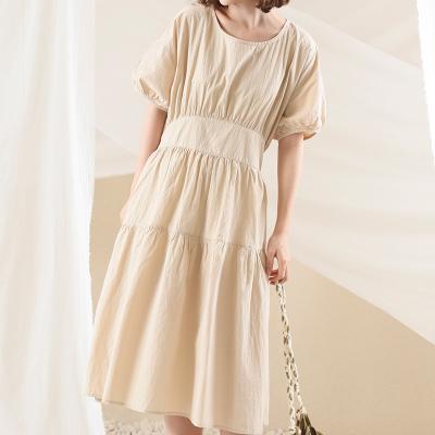 China 2021 New Design Anti-wrinkle Simple Casual Ladies All Size Women Chiffon Female Career Dresses for sale