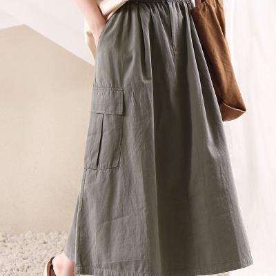 China 2021 Women Anti-Static Casual Outer Cotton Sping Midi Plus Size Dress Skirts for sale