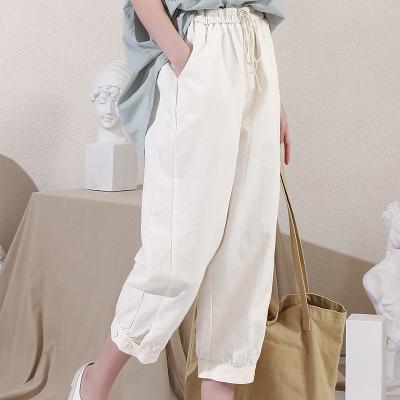 China 100% Breathable Pants Autumn 2021 Summer Women's Simple Cotton Fashion Organic Loose Women's Pants Breathable Pants for sale