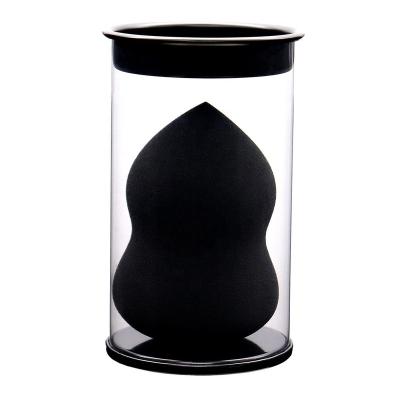 China Eco-friendly Black Makeup Sponge Mark Cylinder Beauty Egg Black Water Drop Cup Seal Three-slice Makeup Sponge Puff for sale