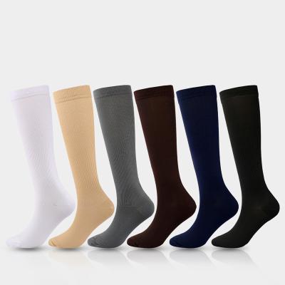 China Breathable Compression Stockings Blood Circulation Promotion Slimming Compression Socks Anti-fatigue Solid Color Comfortable Socks for sale