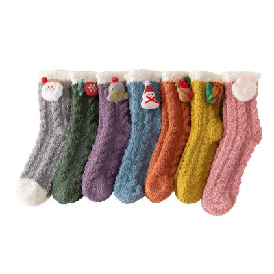 China Winter Fuzzy Socks Custom Logo Embroidery QUICK DRY female bumps indoor floor Coral Fleece Warm Women Socks thick for sale