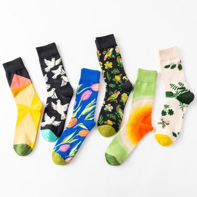 China QUICK DRY Casual Patterned Crew Bangs Novelty Funny Crazy Comics Combed Cotton Casual Dress Funny Cartoon Colorful Happy Socks for sale