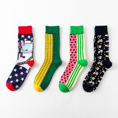 China Custom Bakery Designs Novelty Funky Colorful Cotton Dress Assorted QUICK DRY Happy Socks For Men for sale