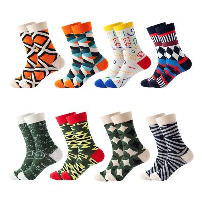 China Hip Hop Funny Quality QUICK DRY Mens Socks Functional Geometric Pattern Harajuku Fashion Combed Cotton Men Socks for sale