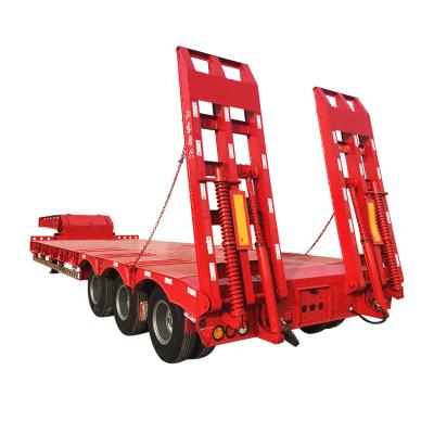 China Semi Flatbed Truck Trailer 3 Axle Low-Bed Trailer 60t Low Bed Trailer for sale