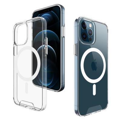 China Silicone Rubber Transparent Shock Absorption Non-slip Magnetic Case For Iphone 11 12 Pro Max Magnetic Case for sale