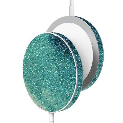 China Droppshipping mobile phone for shopify 15W protection portbale colorful magnetic diamond fast cahrging shiny wireless charger for Iphone for sale