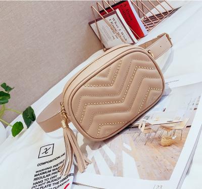 China Wholesale water proof pussy pack girls fashion pu leather belt ladies stitched chain waist bag china supplier for sale