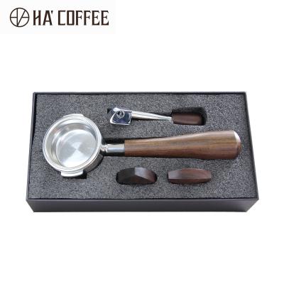 China New Product Sustainable Wood Handle Stainless Steel Coffee Portafilter For Espresso Coffee for sale